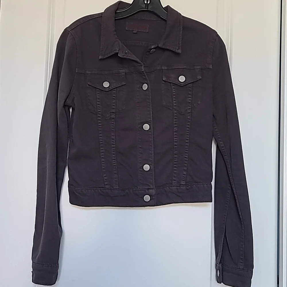 J Brand Charcoal Grey Cropped Denim Jacket - Picture 1 of 5